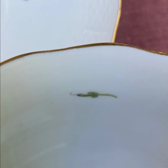 Herend Handpainted fruit and flora large tea cup and saucer plate. Antique Dining